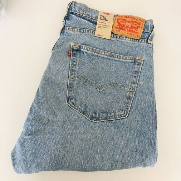 Levi's Other - Levi's 512 Slim Taper BNWT Men's Jeans Light Wash Denim Size Waist 36 Length 34.